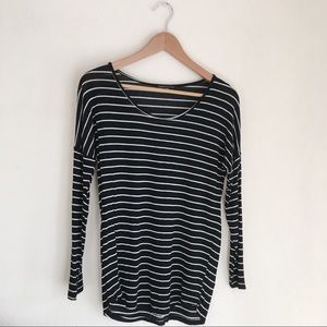 Long-sleeve black & white striped top